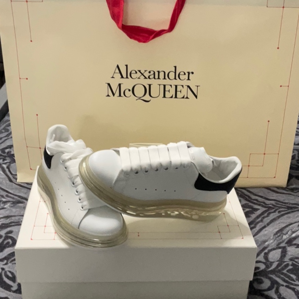 Alexander McQueen White Sneakers with Black Detail